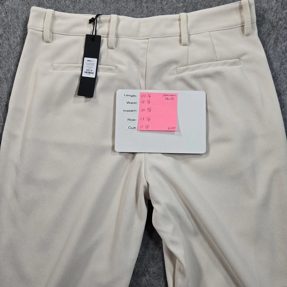 Nova Men Pants Mens 36x30 Beige Pleated Wide Leg Polyester Dress Microfiber